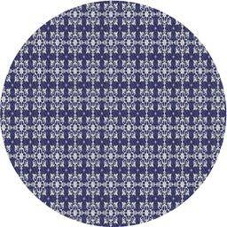 Round Patterned Blue Gray Novelty Rug, pat1250