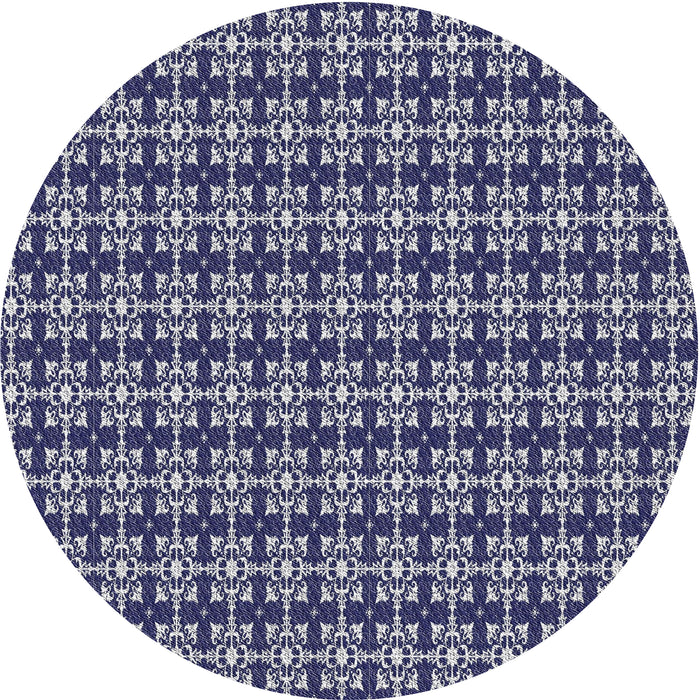 Round Patterned Blue Gray Novelty Rug, pat1250