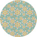 Round Patterned Khaki Green Novelty Rug, pat1251