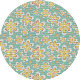 Round Machine Washable Transitional Khaki Green Rug, wshpat1251