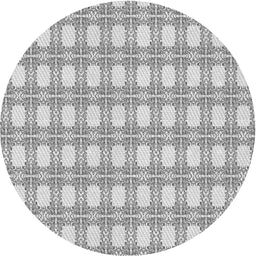 Round Patterned Platinum Gray Novelty Rug, pat1252