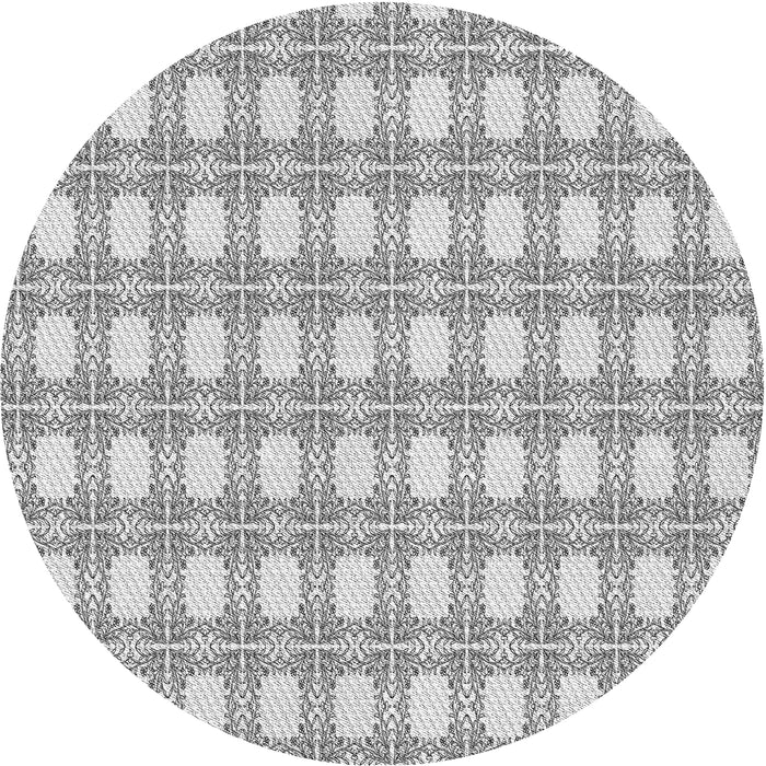 Round Machine Washable Transitional Platinum Gray Rug, wshpat1252