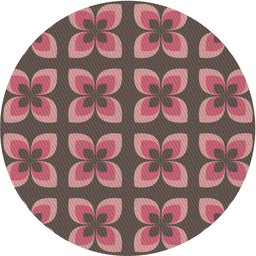 Round Machine Washable Transitional Vermilion Red Rug, wshpat1255