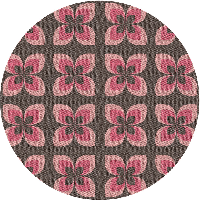 Round Machine Washable Transitional Vermilion Red Rug, wshpat1255