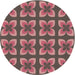 Round Patterned Red Novelty Rug, pat1255