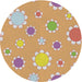 Round Patterned Chocolate Brown Novelty Rug, pat1256