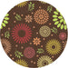 Round Patterned Red Novelty Rug, pat1259