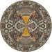 Round Patterned Light French Beige Brown Novelty Rug, pat125