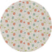 Round Patterned Antique White Beige Novelty Rug, pat1262