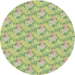 Round Machine Washable Transitional Tea Green Rug, wshpat1268