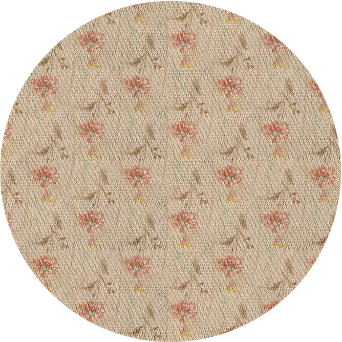 Round Machine Washable Transitional Deep Peach Orange Rug, wshpat1270