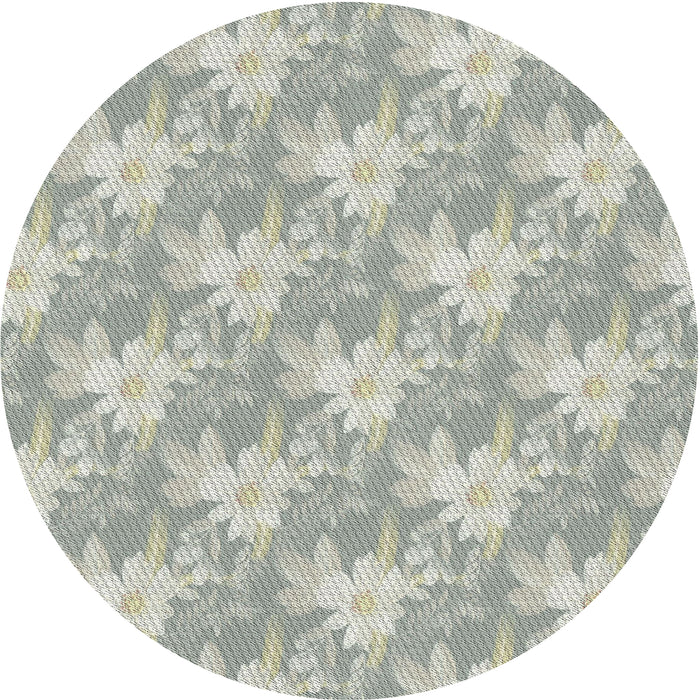 Round Machine Washable Transitional Sage Green Rug, wshpat1273