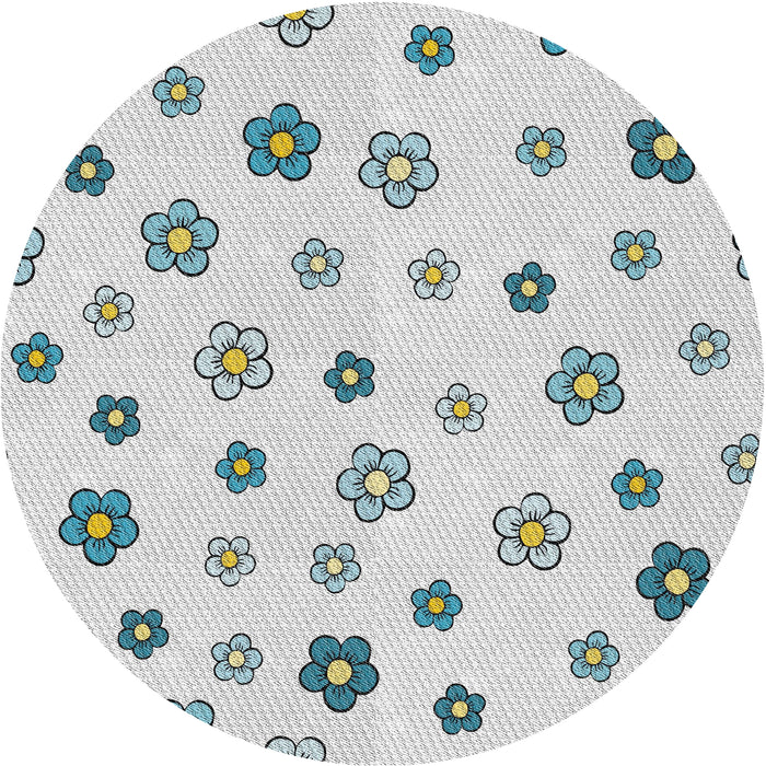 Round Machine Washable Transitional Water Blue Rug, wshpat1275
