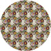 Round Machine Washable Transitional Sepia Brown Rug, wshpat1276