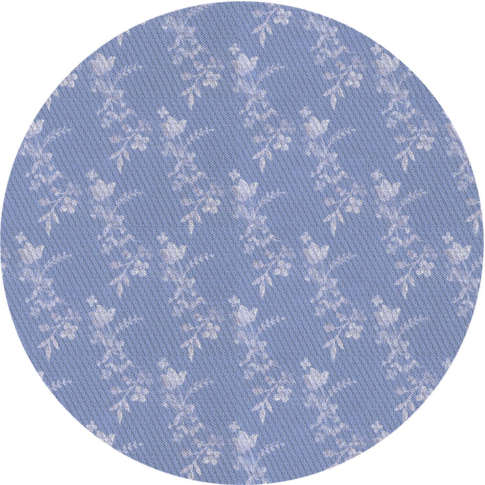 Round Machine Washable Transitional Jeans Blue Rug, wshpat1278