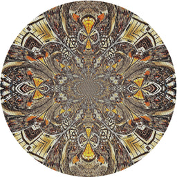 Round Machine Washable Transitional Light French Beige Brown Rug, wshpat127