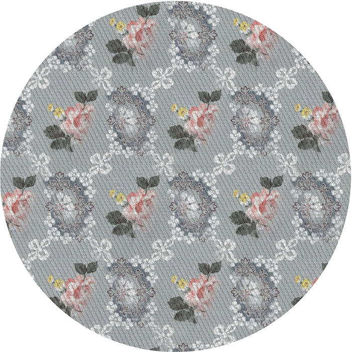 Round Patterned Gray Novelty Rug, pat1280