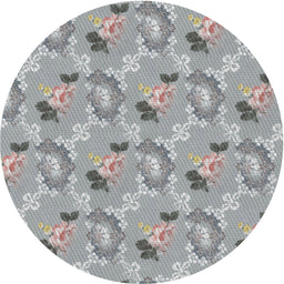 Round Machine Washable Transitional Gray Rug, wshpat1280