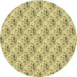 Round Machine Washable Transitional Mustard Yellow Rug, wshpat1281
