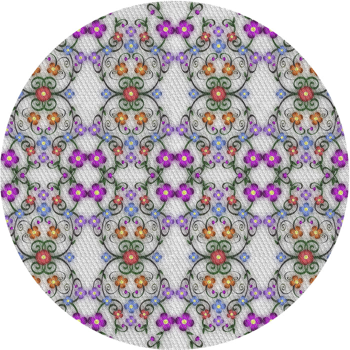 Round Patterned Light Gray Novelty Rug, pat1283