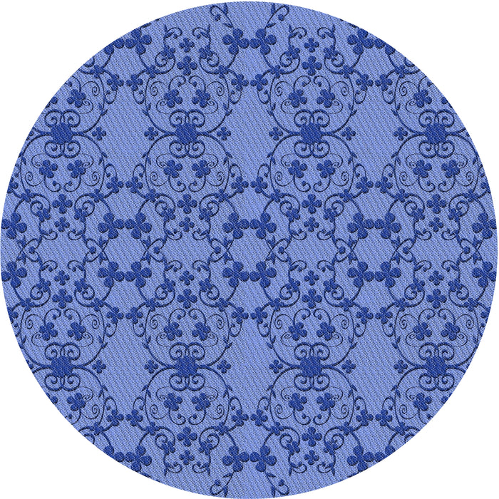 Round Machine Washable Transitional Sky Blue Rug, wshpat1284
