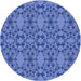 Round Machine Washable Transitional Sky Blue Rug, wshpat1284