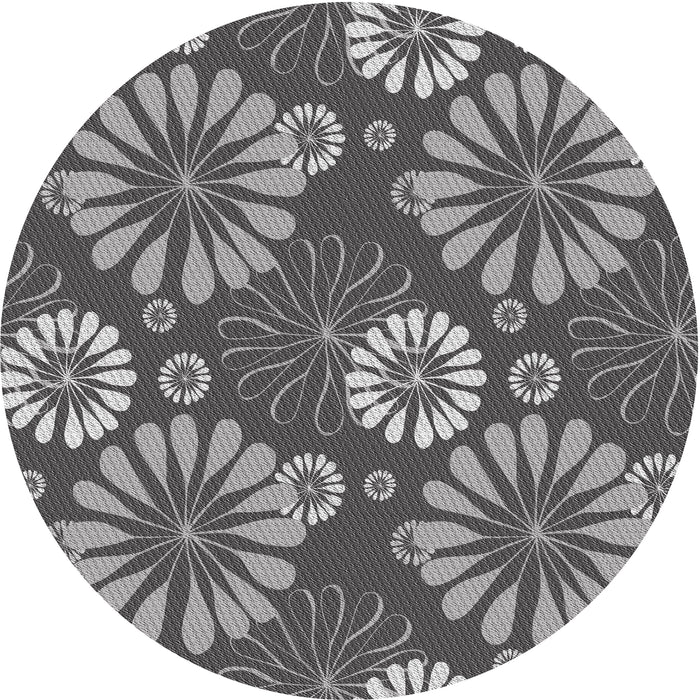 Round Machine Washable Transitional Dark Gray Rug, wshpat1285
