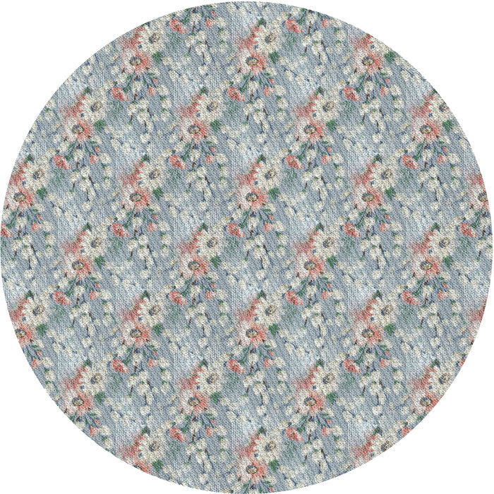 Round Patterned Light Gray Novelty Rug, pat1289
