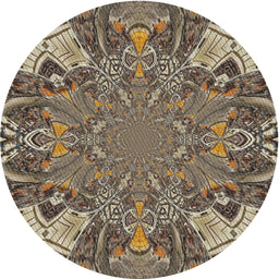 Round Machine Washable Transitional Light French Beige Brown Rug, wshpat128