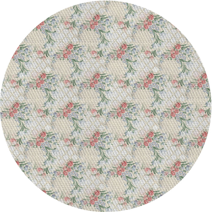 Round Machine Washable Transitional Sage Green Rug, wshpat1290