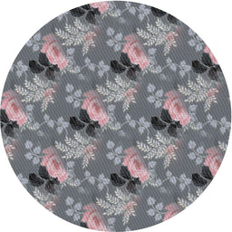 Round Machine Washable Transitional Gray Rug, wshpat1293