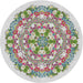 Round Patterned White Gold Novelty Rug, pat1294