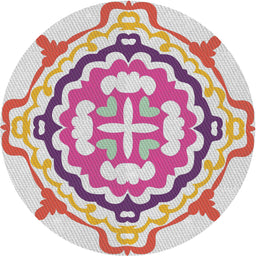 Round Patterned Raspberry Purple Novelty Rug, pat1295