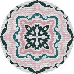 Round Patterned Gray Novelty Rug, pat1296