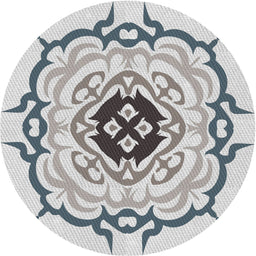 Round Patterned Beige Novelty Rug, pat1297