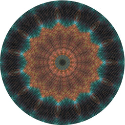 Round Machine Washable Transitional Black Brown Rug, wshpat129