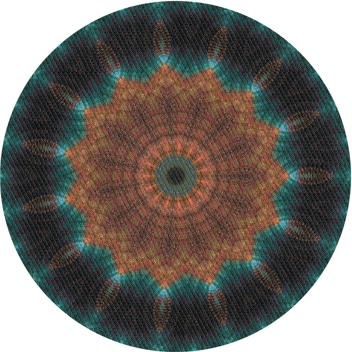 Round Patterned Black Brown Novelty Rug, pat129