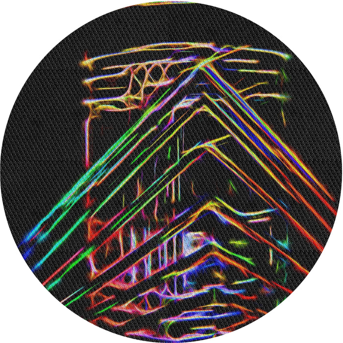 Round Machine Washable Transitional Black Rug, wshpat12