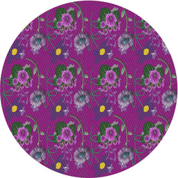 Round Machine Washable Transitional Medium Violet Red Pink Rug, wshpat1300
