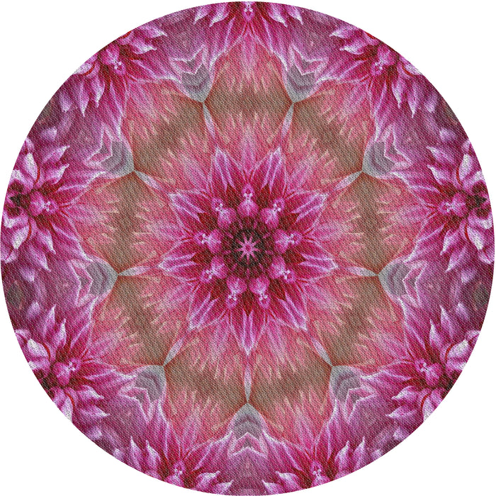 Round Patterned Dark Hot Pink Novelty Rug, pat1301