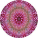 Round Patterned Dark Hot Pink Novelty Rug, pat1301