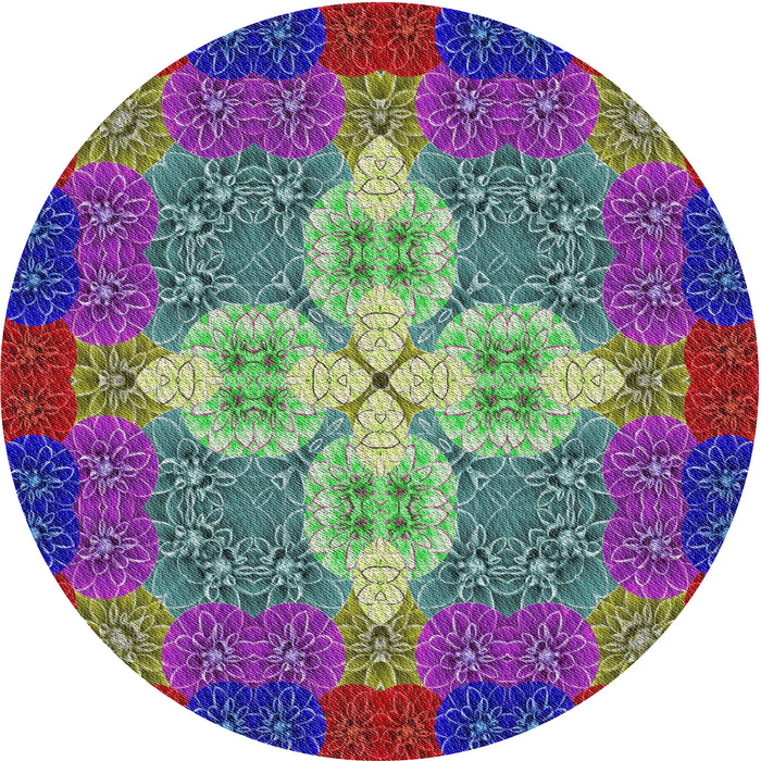 Round Patterned Dark Sea Green Modern Rug, pat1309