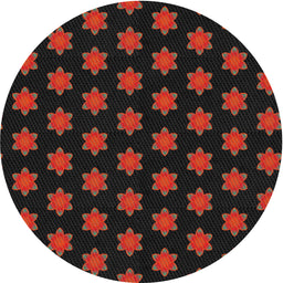 Round Machine Washable Transitional Night Red Rug, wshpat1310