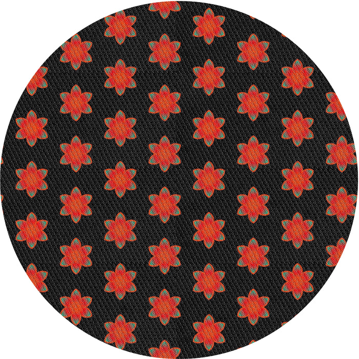 Round Machine Washable Transitional Night Red Rug, wshpat1310