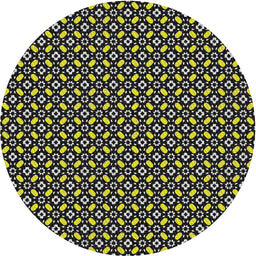 Round Machine Washable Transitional Black Rug, wshpat1311