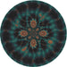 Round Patterned Black Novelty Rug, pat131