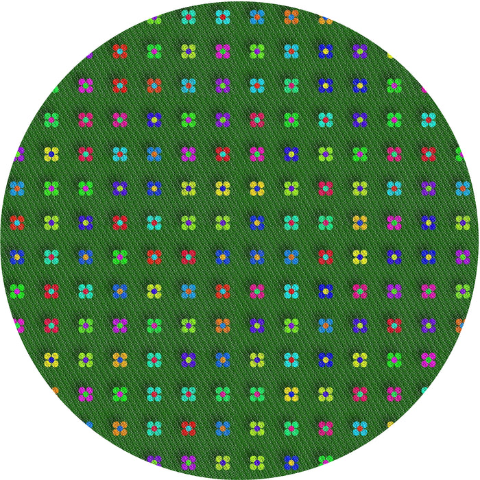 Round Patterned Dark Forest Green Novelty Rug, pat1323