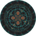 Round Machine Washable Transitional Black Rug, wshpat132