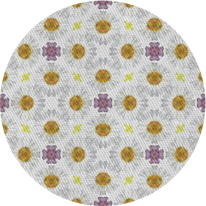 Round Machine Washable Transitional Rose Dust Purple Rug, wshpat1330