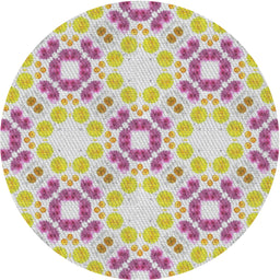 Round Patterned Tulip Pink Novelty Rug, pat1332